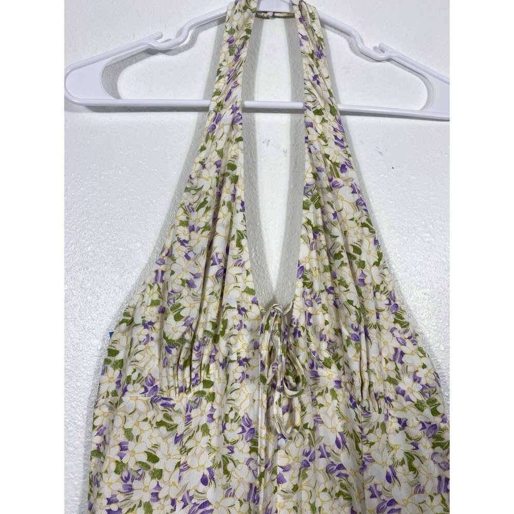 Maeve by Anthropologie Cream Halter Mini Dress with Lavender Floral 100% Viscose - Picture 6 of 16